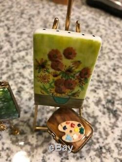 TWO. EASEL & Paints. Trinket Boxes. EXC. Rochard & Limoges