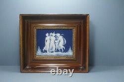 Tharaud Limoges Porcelain signed Plaque. Group of Nymphs in wooden frame