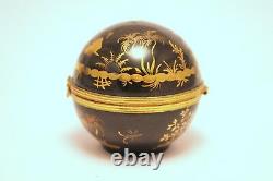 Tiffany Co Black Gold Round Trinket Pill Box Limoges France