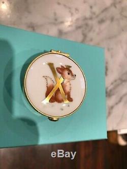 Tiffany & Co Hand Painted Limoges Trinket Box Letter X for FOX NEW with Box Bag