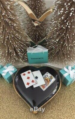 Tiffany Co Heart Trinket Box Vegas Cards Black Private Stock Limoges Porcelain