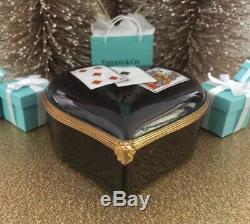 Tiffany Co Heart Trinket Box Vegas Cards Black Private Stock Limoges Porcelain