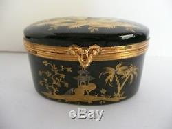 Tiffany & Co Le Tallec Trinket Box Chinoise Black & Gold Hand Painted France