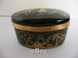 Tiffany & Co Le Tallec Trinket Box Chinoise Black & Gold Hand Painted France