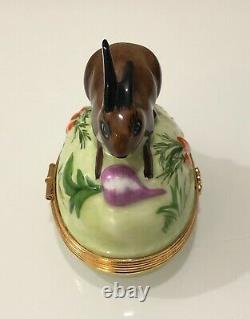 Tiffany & Co Limoges France Hand Painted Bunny Rabbit Porcelain Trinket Box