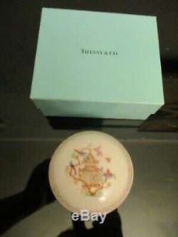 Tiffany&Co Limoges France Porcelain Audubon Gold Gilt Bird Cage Trinket Pill Box
