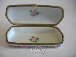 Tiffany & Co Trinket Box Private Stock Limoges Handpainted Floral ribbon Verse