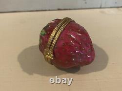 Tiffany LIMOGES FRANCE Strawberry Trinket Box Ring Hand-painted Peint Main