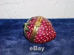 Tiffany Limoges Hand Painted Strawberry Hinged Trinket Box