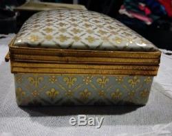 Tiffany and Co Private Stock Fleur de lis France Painted Porcelain Trinket Box