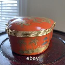 Tiffany x Le Tallec Limoges Chinoiserie Trinket Box Coral Red Vintage Paris RARE