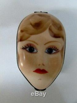 Trinket Box Limoges France Lady Face Signed Rochard Hand Painted Rare Old Pretty