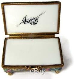Unusual Limoges Hand Painted Upside Down Trinket Box w Porcelain Poodle
