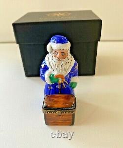 VERY RARE Radko LIMOGES 1998 TOY CHEST SANTA Blue Santa Claus Trinket Box NEW
