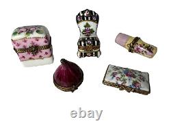 VINTAGE LIMOGES PORCELAIN HAND PAINTED TRINKET BOXES Lot Of 5 Peint Main