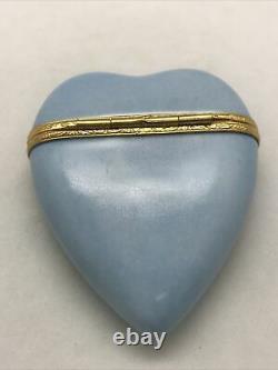 VTG Atelier Limoges France Peint Main Heart Trinket Box w Love Notes Signed FL