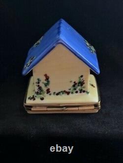 VTG LIMOGES FRANCE ROCHARD Peint Main Porcelain BIRDHOUSE Hinged Trinket Box