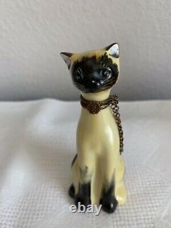 VTG Limoges Adorable Siamese Cat Trinket Box Peint a la Main France Hand Painted