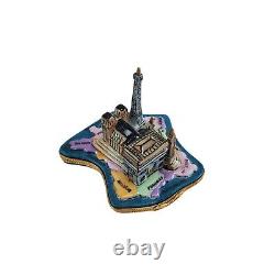 VTG Limoges France Deco Peint Main Porcelain Paris Trinket Box Map Notre Dame