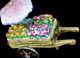Vtg Limoges Peint Main Rochard Flower Trinket Box Cart Miniature Collectable