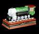Vtg Limoges Peint Main Rochard Green Train Trinket Box Collectable Miniature