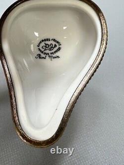 VTG Original French Limoges Porcelain Peint Main Miniature Trinket Box Half Pear