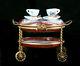 Vtg Rochard Peint Main Limoges Porcelain Tea Service Cart Trinket Box Retired