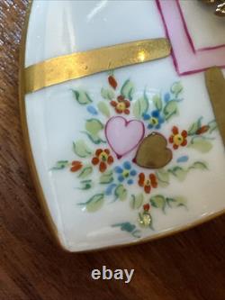 Valentine Heart Hand Painted Rochard Limoges France Trinket Box. Lovely