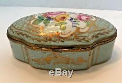Vincennes-Sevres Hand Painted Porcelain French Antique Trinket Box 5 ½ wide