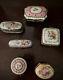 Vintage-antique Peint Main Limoge Porcelain Hinged Trinket Boxes-lot Of 6