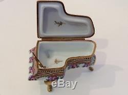 Vintage Artist-Signed Peint Main Limoges Porcelain Trinket Box Grand Piano