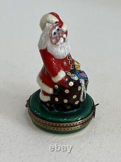 Vintage Artoria Limoges Peint Main Limoges Trinket Box Santa