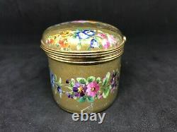 Vintage Cartier Le Tallec Limoges Porcelain Gold Trinket Box-Gold Stencil/Floral
