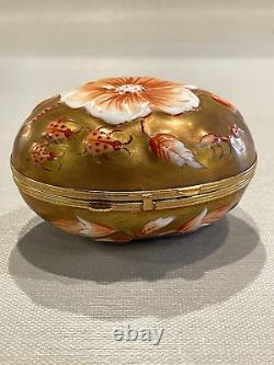 Vintage Chamart Limoges Hand Painted Gilt Egg Trinket Box