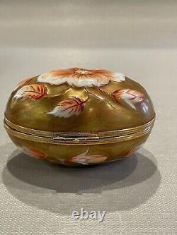 Vintage Chamart Limoges Hand Painted Gilt Egg Trinket Box