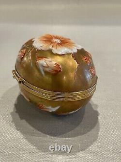 Vintage Chamart Limoges Hand Painted Gilt Egg Trinket Box