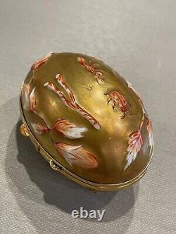 Vintage Chamart Limoges Hand Painted Gilt Egg Trinket Box