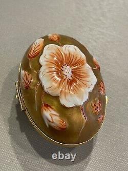 Vintage Chamart Limoges Hand Painted Gilt Egg Trinket Box