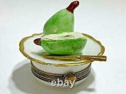 Vintage Eximious Paint Main France Limoges Pears on Plate Trinket Box