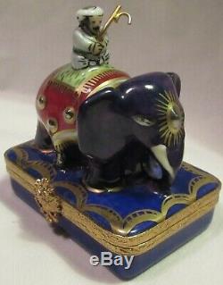 Vintage Faberge Peint Main Limoges France Mahout The Elephant Keeper Trinket Box