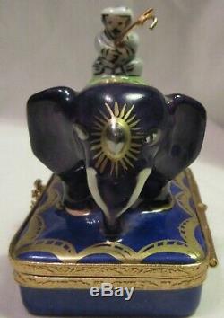 Vintage Faberge Peint Main Limoges France Mahout The Elephant Keeper Trinket Box