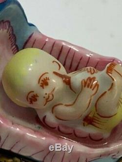 Vintage French A. L Limoges Baby In Buggy Trinket Box