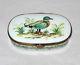 Vintage French Limoges Hand Painted 3 Trinket Pill Jewelry Box Duck Botanicals