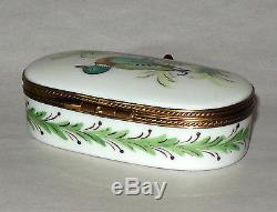 Vintage French Limoges Hand Painted 3 Trinket Pill Jewelry Box Duck Botanicals