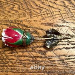 Vintage French Limoges Long Stemmed Rose Trinket 6