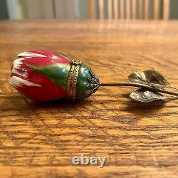 Vintage French Limoges Long Stemmed Rose Trinket 6