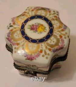 Vintage French Limoges Trinket Casket Gorgeous Floral Perfume Box No Bottles