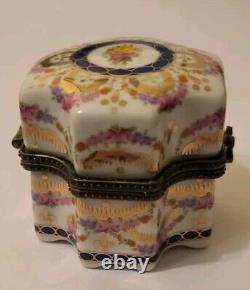 Vintage French Limoges Trinket Casket Gorgeous Floral Perfume Box No Bottles