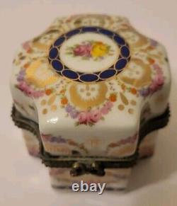 Vintage French Limoges Trinket Casket Gorgeous Floral Perfume Box No Bottles