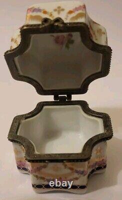 Vintage French Limoges Trinket Casket Gorgeous Floral Perfume Box No Bottles